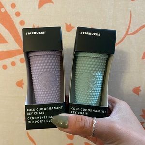 BNIB! STARBUCKS matte lilac and mint studded keychains/ornaments